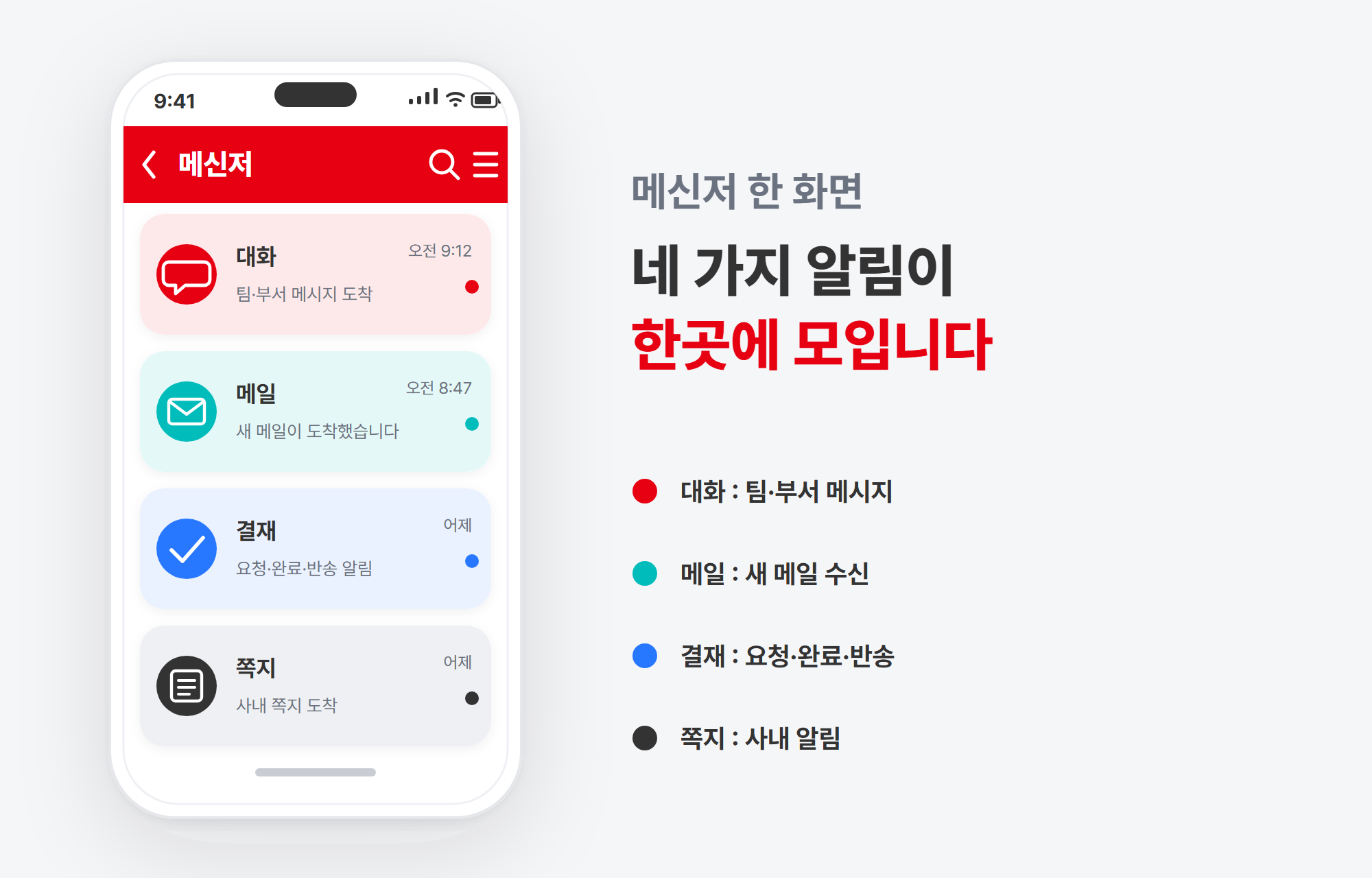 비즈오피스 메신저 하나로 모이는 대화·메일·전자결재·쪽지 알림